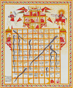 Juego de serpientes y escaleras de la India del siglo XIX